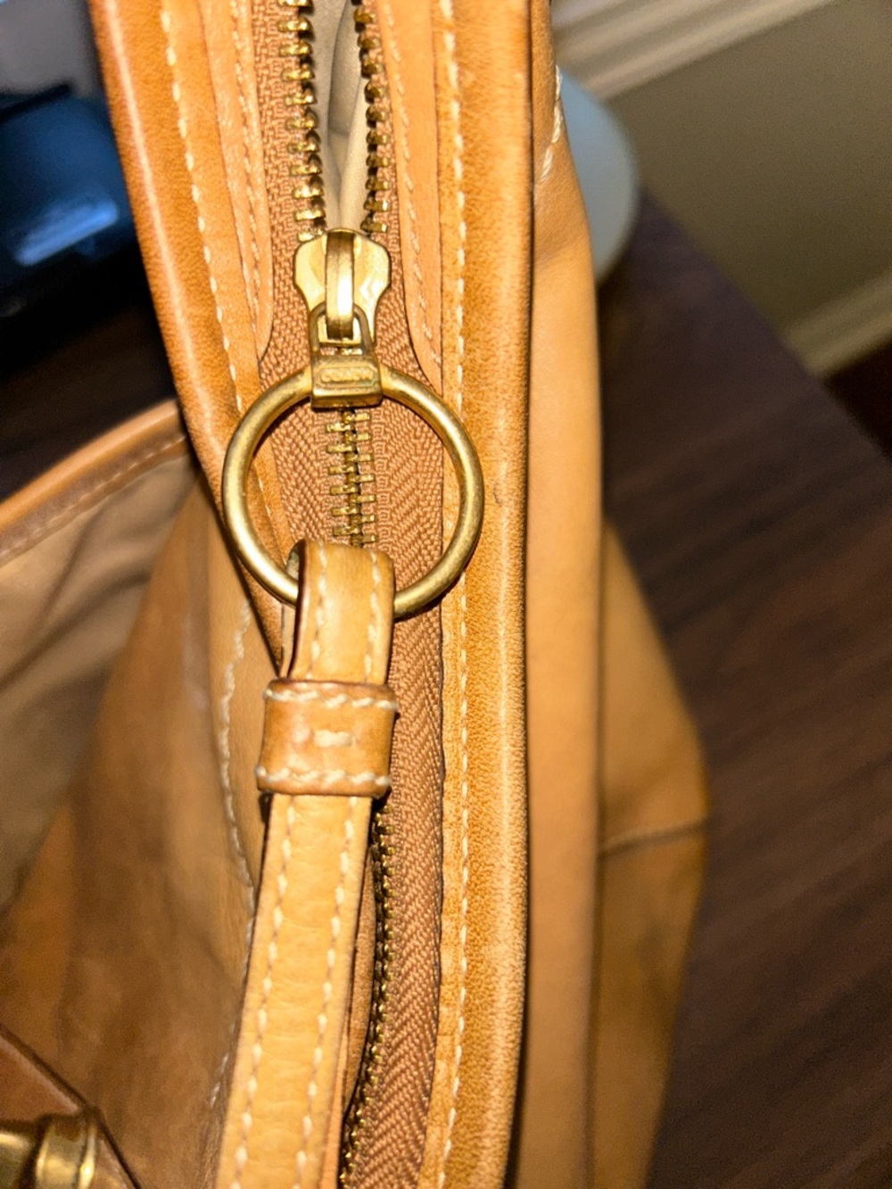 Coach Leather Shoulder Hobo Bag in Tan - Picture 9 of 14